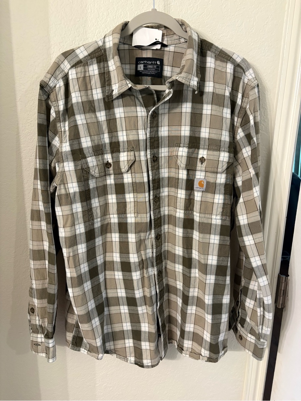 Carhartt Loose Fit Plaid Long Sleeve Button-Down Shirt Mens Large